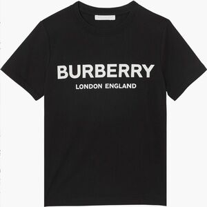 Burberry Kids Black Tee with White Logo NWT